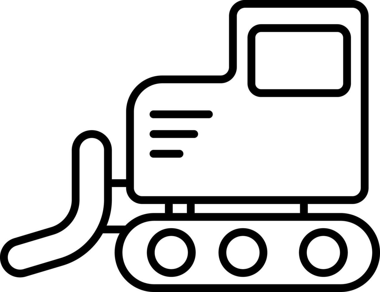 Bulldozer Icon In Black Line Art. vector
