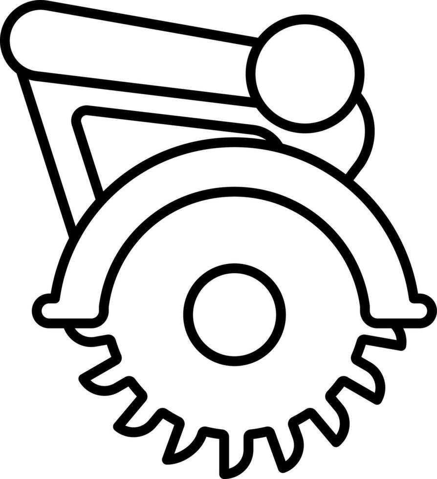 circular Sierra icono en negro línea Arte. vector