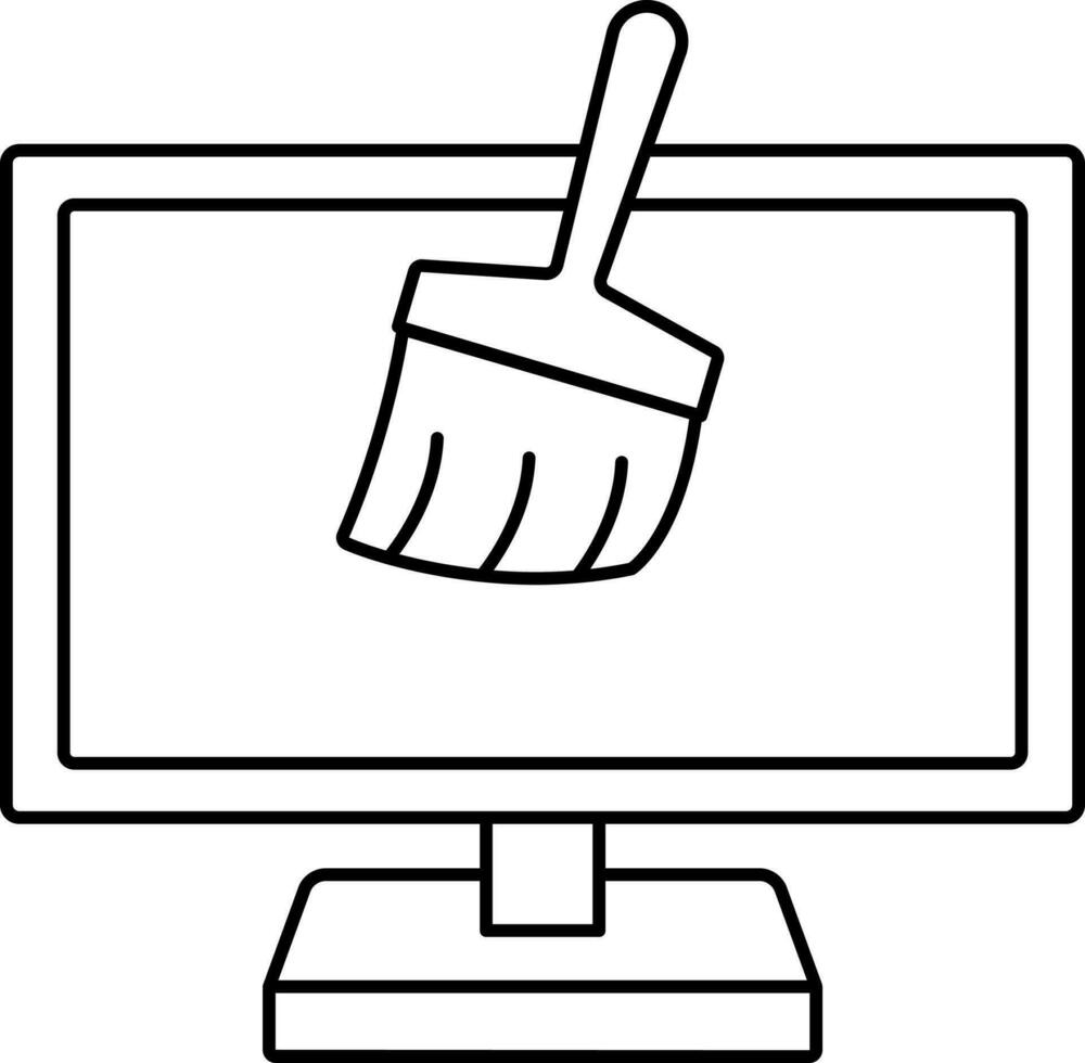 Brush On Computer Icon Or Symbol In Line Art Style. vector