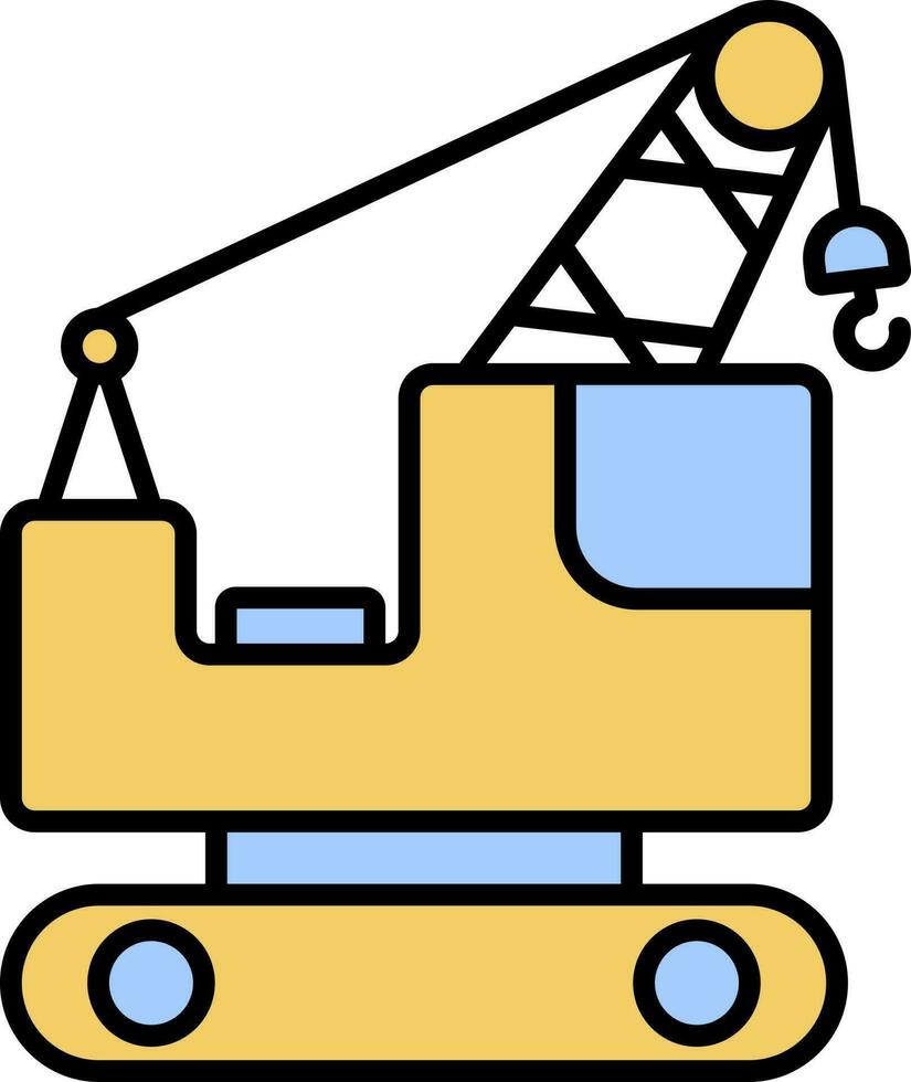 Crawler Crane Icon In Yellow And Blue Color. vector