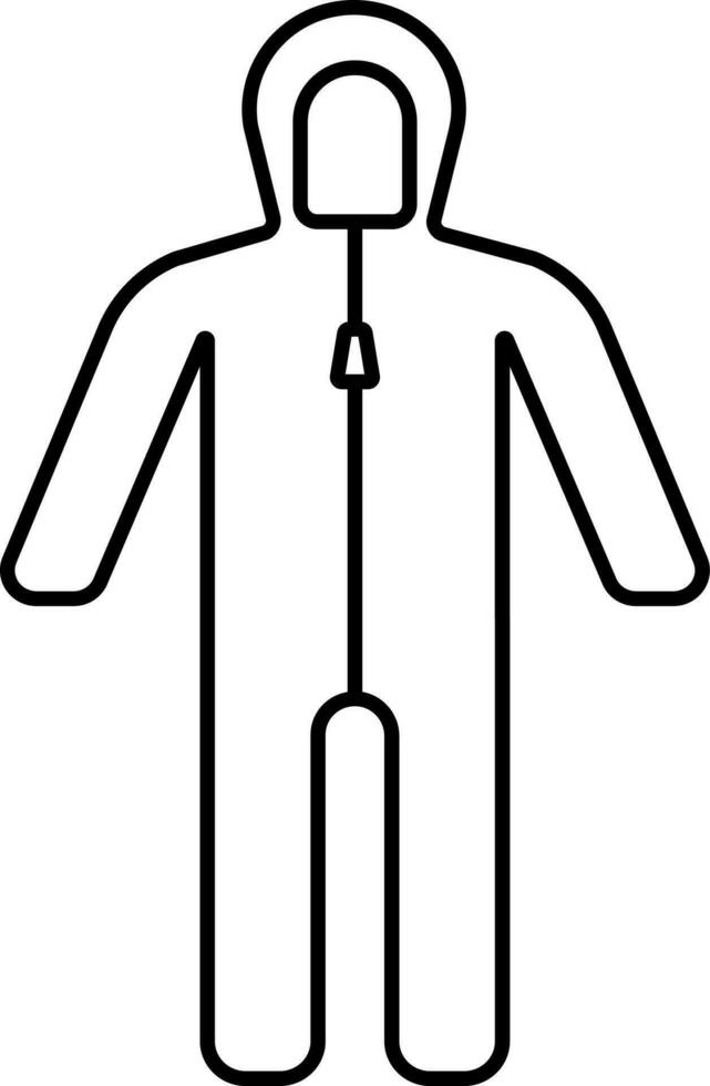 Flat Style PPE Suit Icon In Line Art. vector