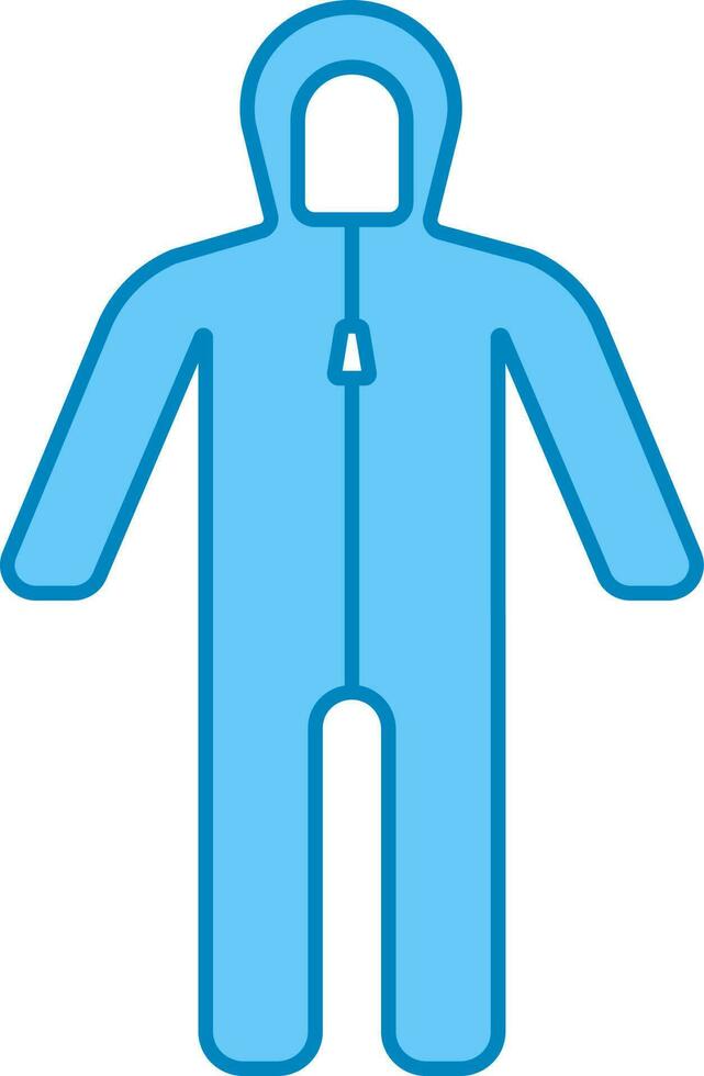 plano estilo ppe traje icono en azul color. vector