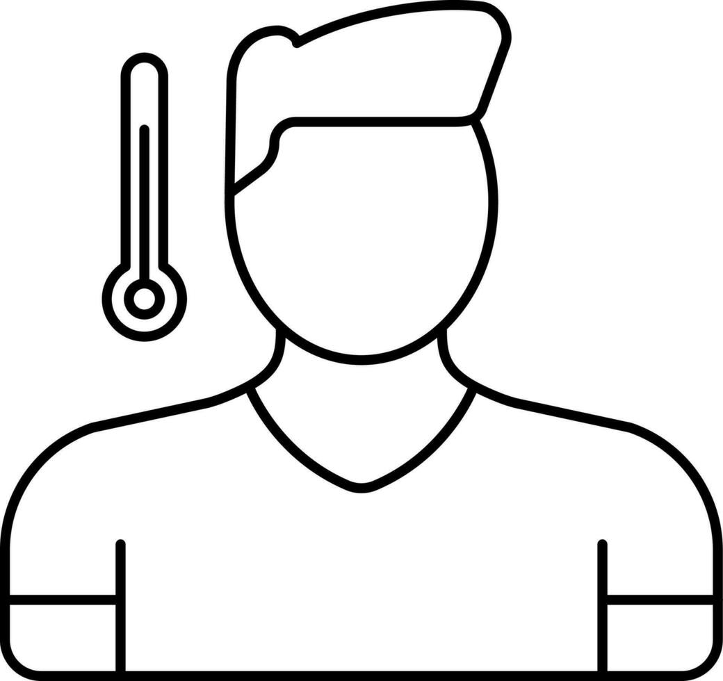 High temperature Or Fever Black Thin Line Icon. vector