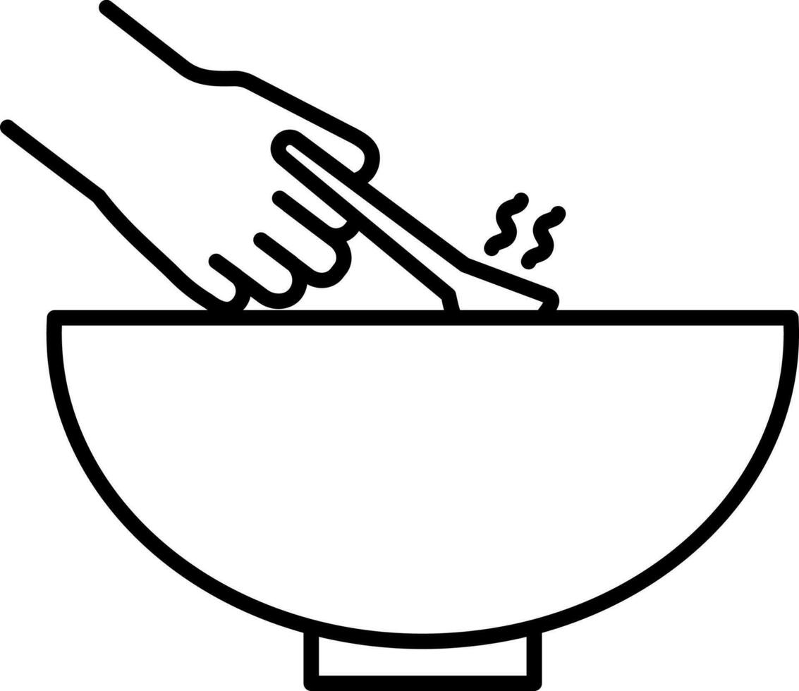 Isolated Hot Bowl Icon in Line Art. vector