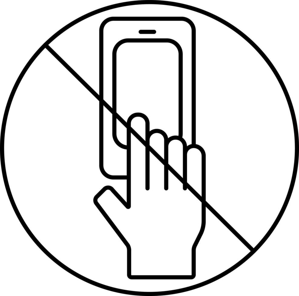 Thin Line Art Don't Touch Phone Icon Or Symbol. vector