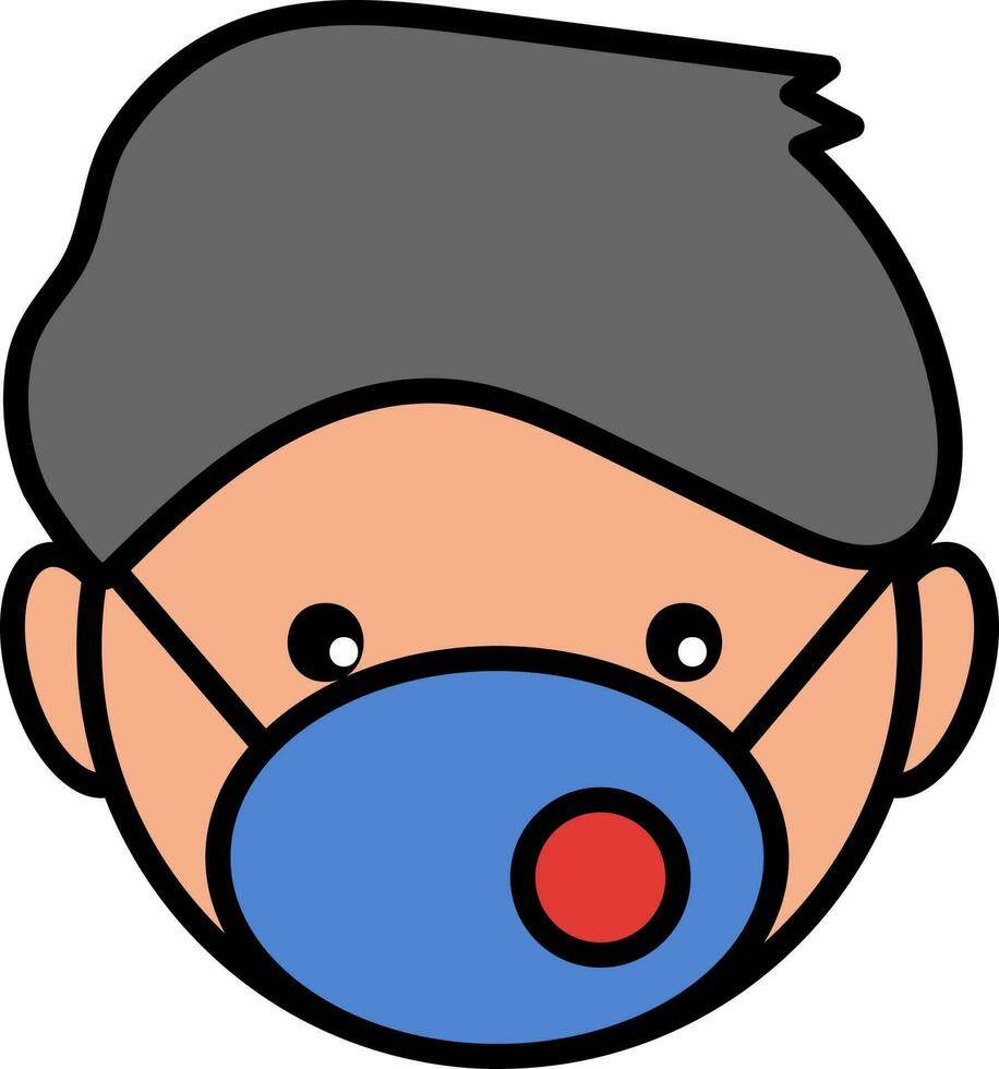 Smart Man Wearing N95 Mask Colorful Icon. vector