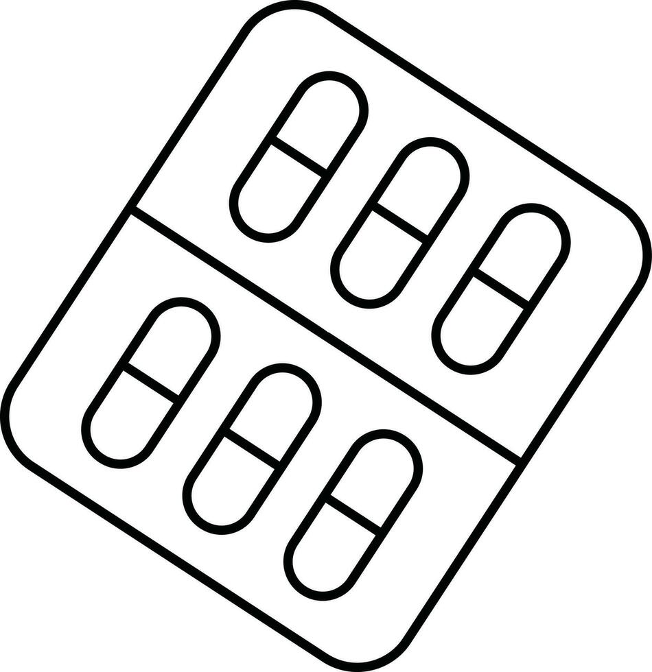 Tablet Packet Icon In Black Outline. vector