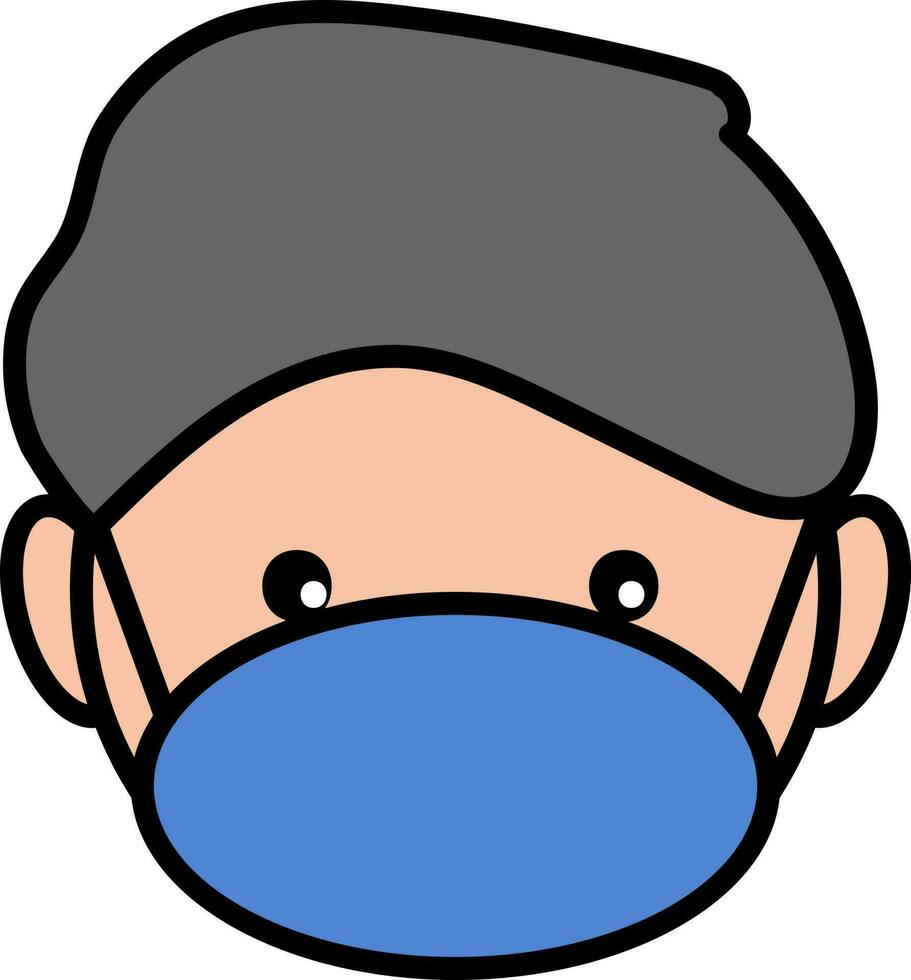 Smart Man Wearing Mask Colorful Icon. vector