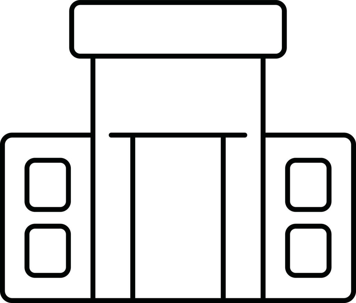 Building Icon In Black Line Art. vector
