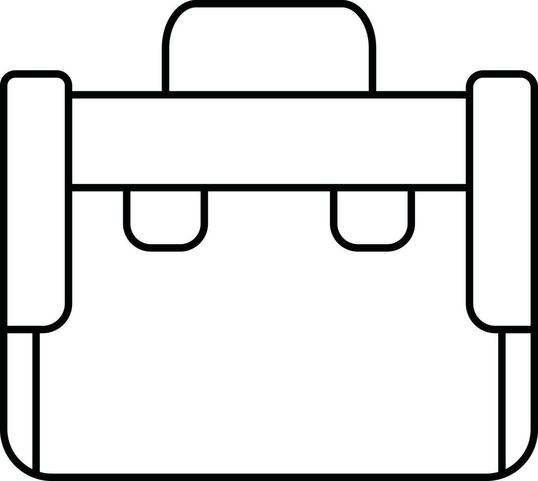 Briefcase Or Toolbox Icon In Black Line Art. vector