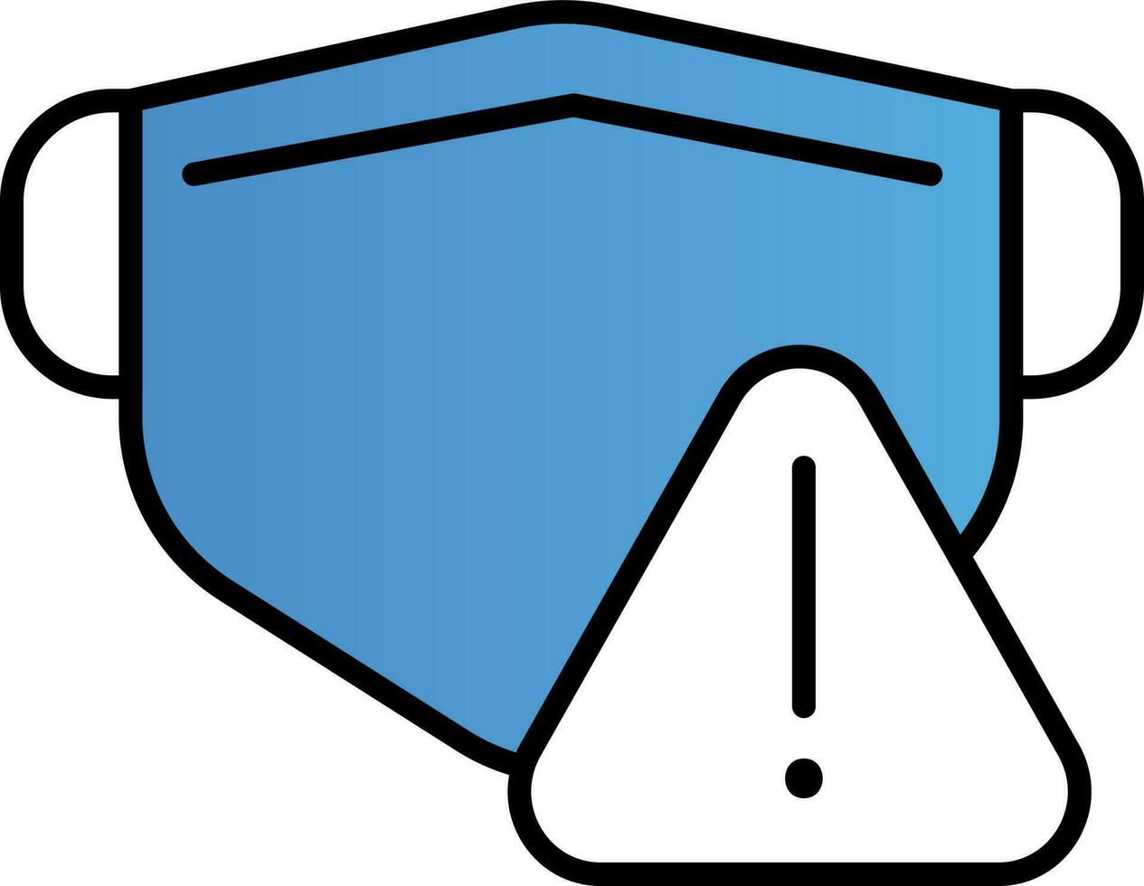 Face Mask With Warning Sign Icon In Blue And White Color. vector