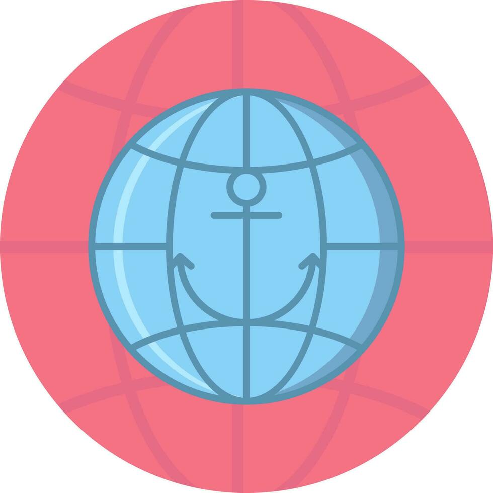 Anchor With Global Icon On Pink Background. vector