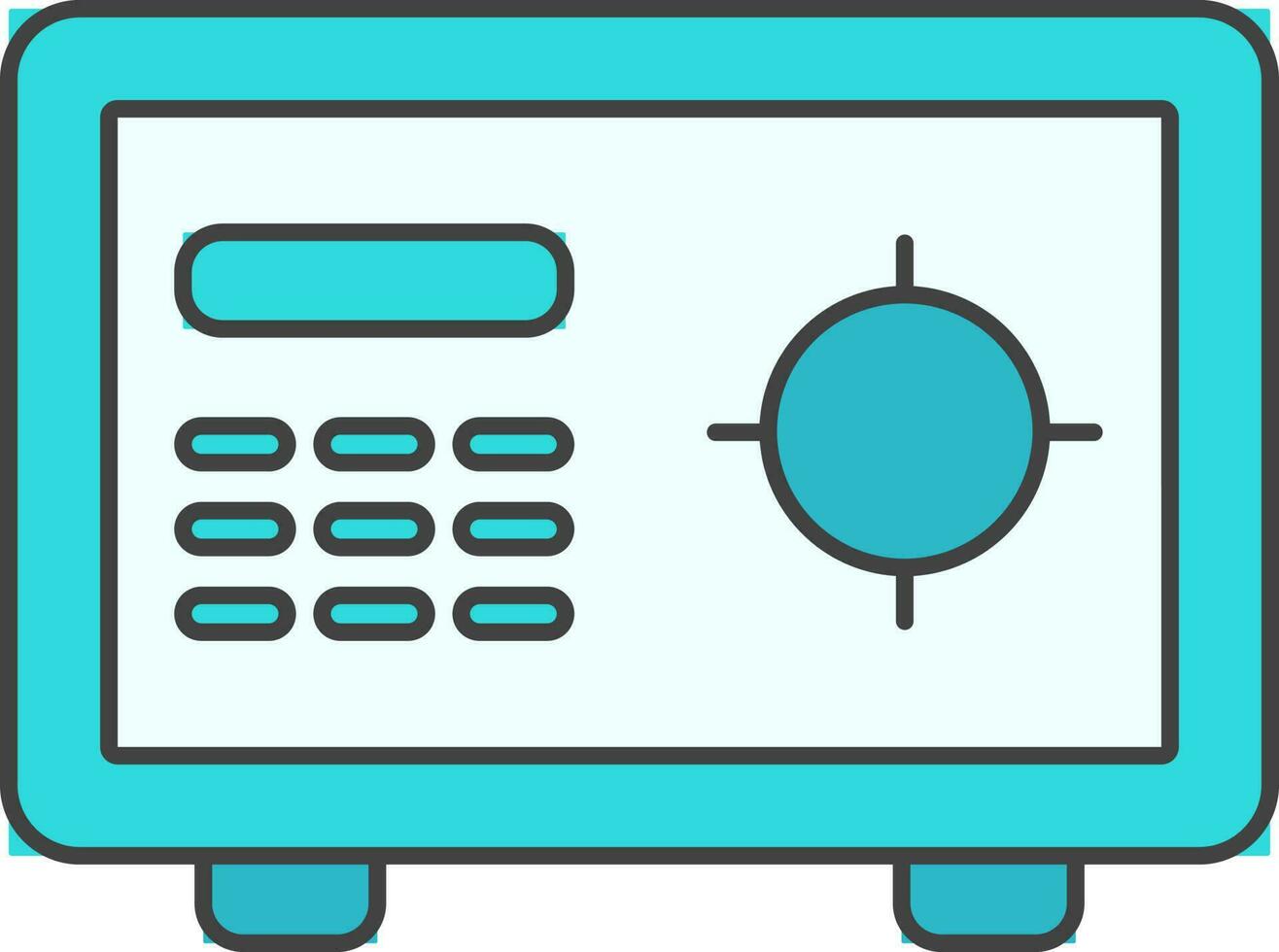 Illustration Of Safe Box Icon In Cyan Color. vector