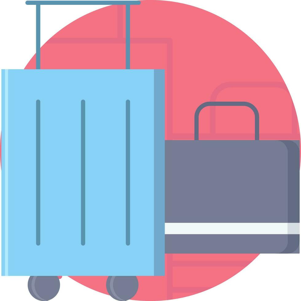 Flat Style Luggage Bag Icon On Pink Background. vector