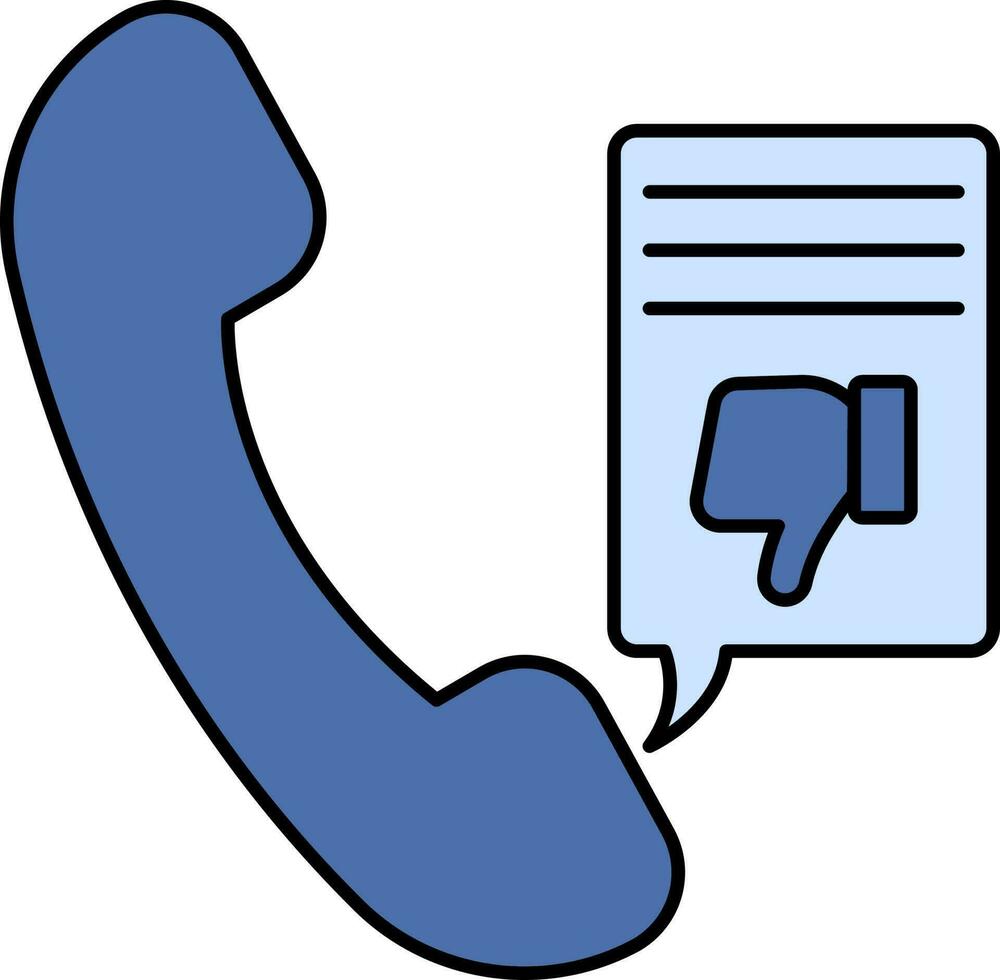 Dislike Call Icon In Blue Color. vector