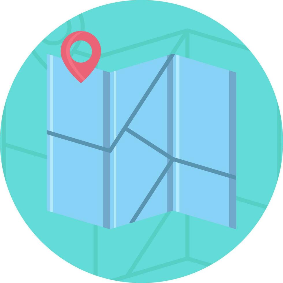 Map Navigation Icon On Blue Background. vector