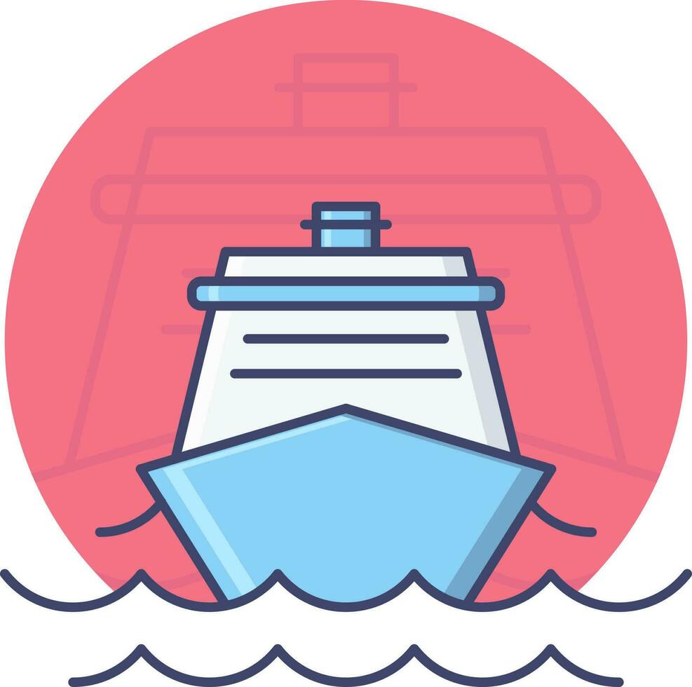 Ship Icon on Pink Background. vector