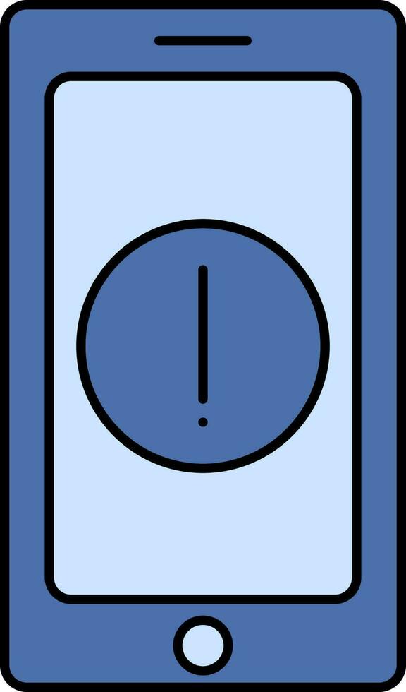 Smartphone With Warning Icon In Blue Color. vector