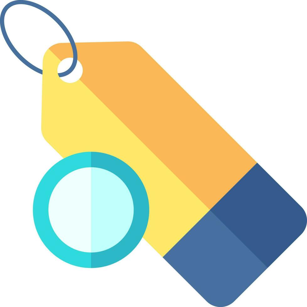 Tag With Coin Icon In Cyan, Blue And Yellow Color. vector