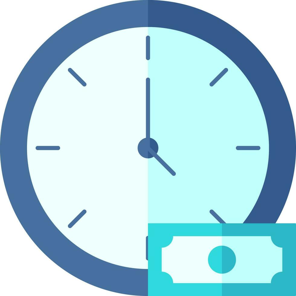 Time Is Money Icon In Blye And Cyan Color. vector