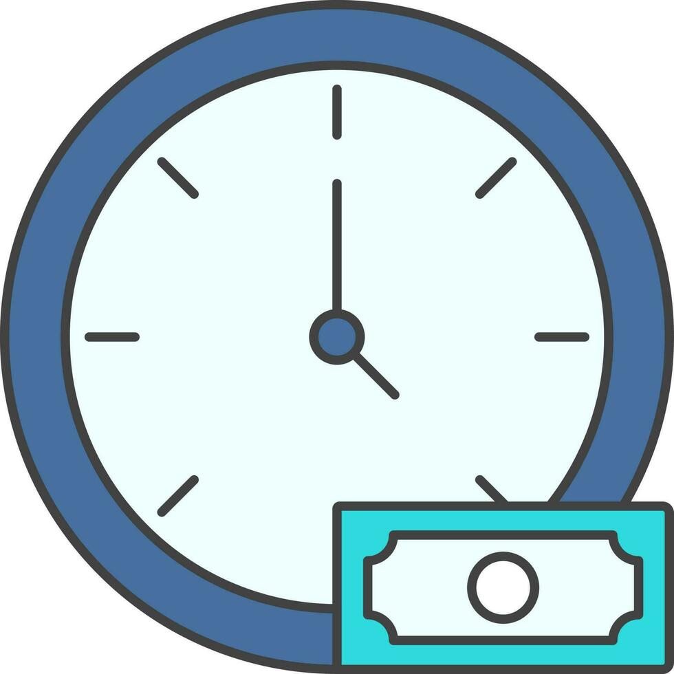 Time Is Money Icon In Blue And Cyan Color. vector