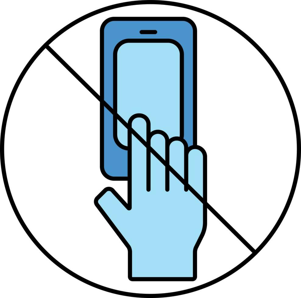 Don't Touch Phone Blue Icon Or Symbol. vector