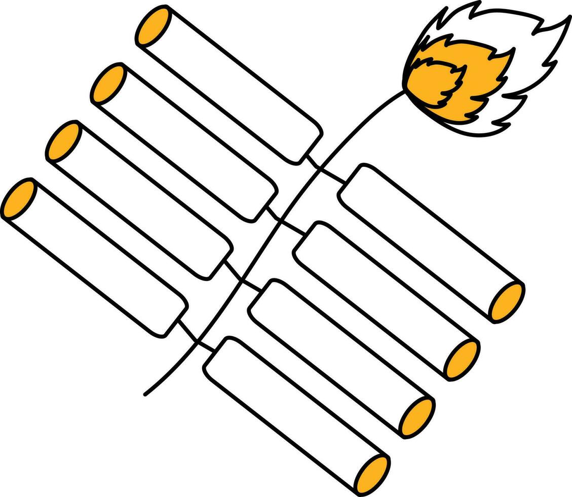 Dynamite Bomb Icon In Yellow And White Color. vector