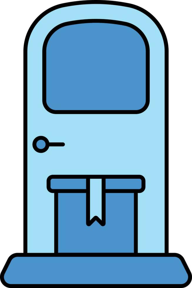 Delivery Box On Door Icon In Blue Color. vector