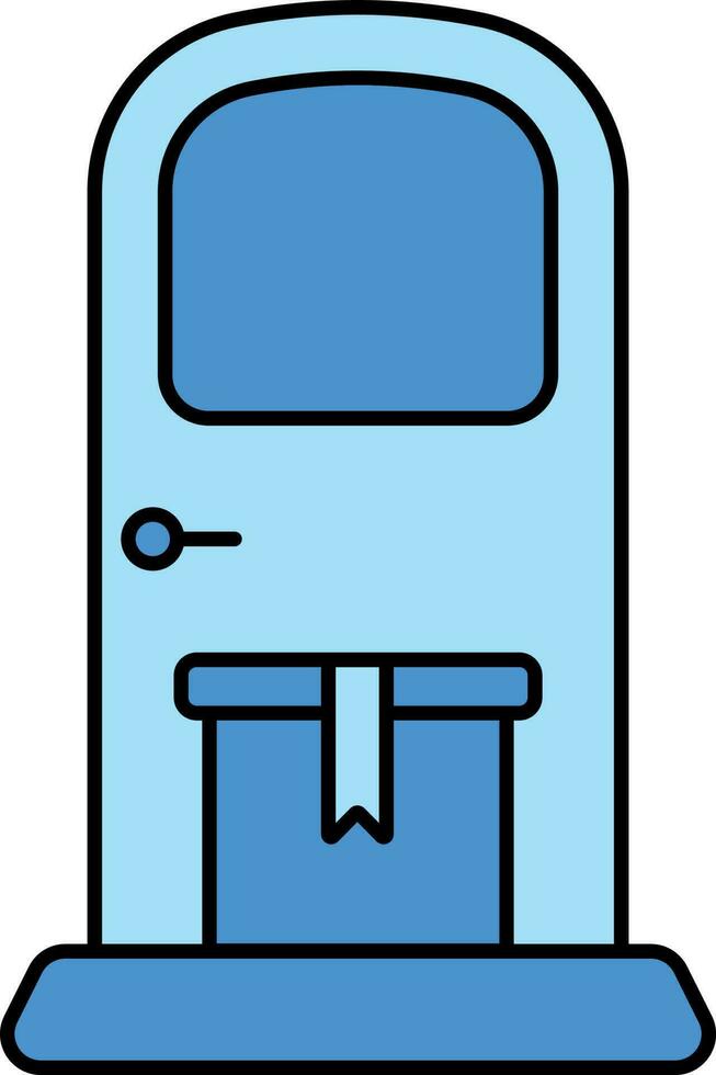 Delivery Box On Door Icon In Blue Color. vector