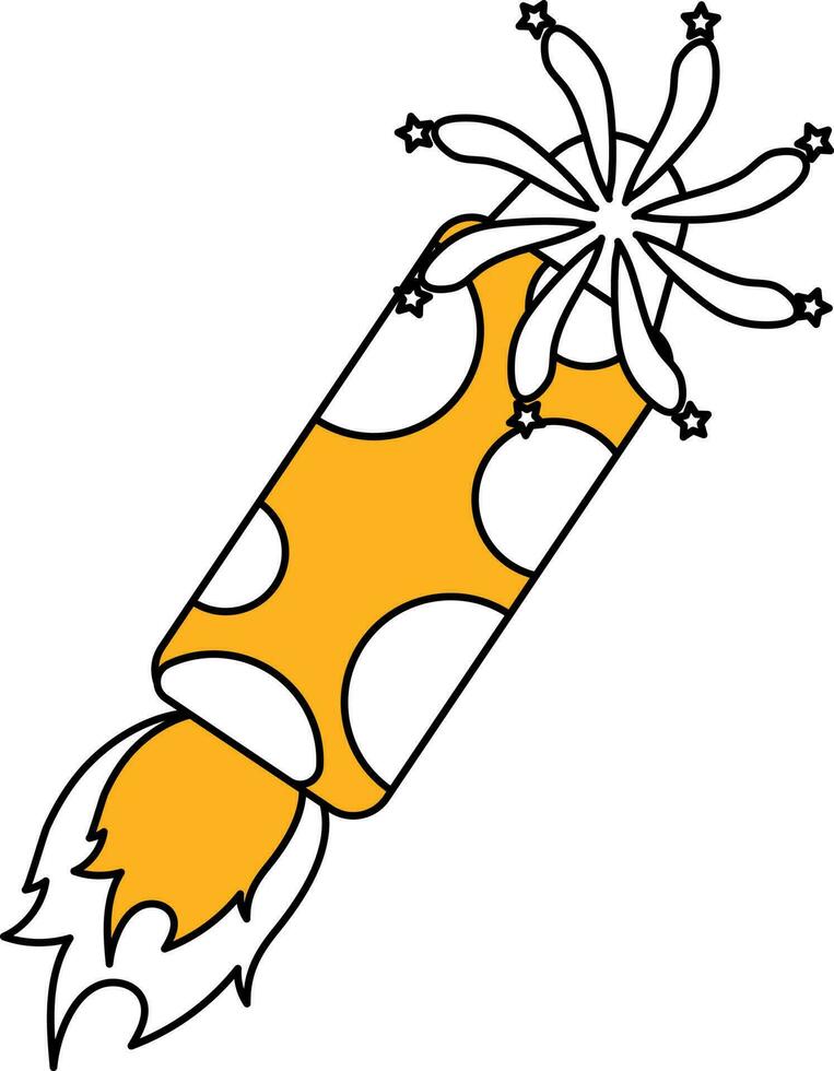 Firework Rocket Icon In Yellow And White Color. vector