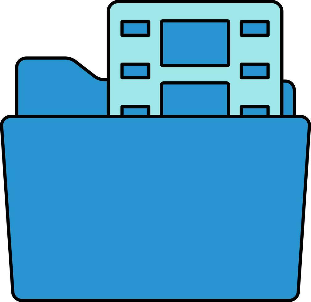 Video Folder Icon In Blue Color. vector