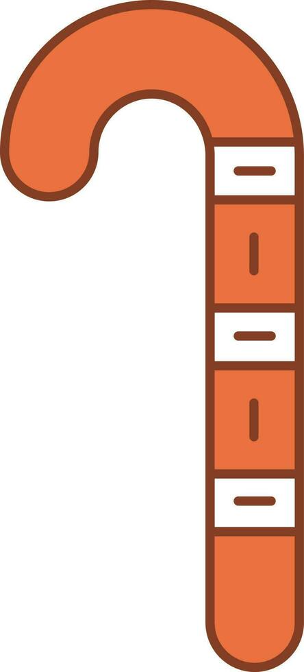 Walking Cane Icon In Orange And White Color. vector