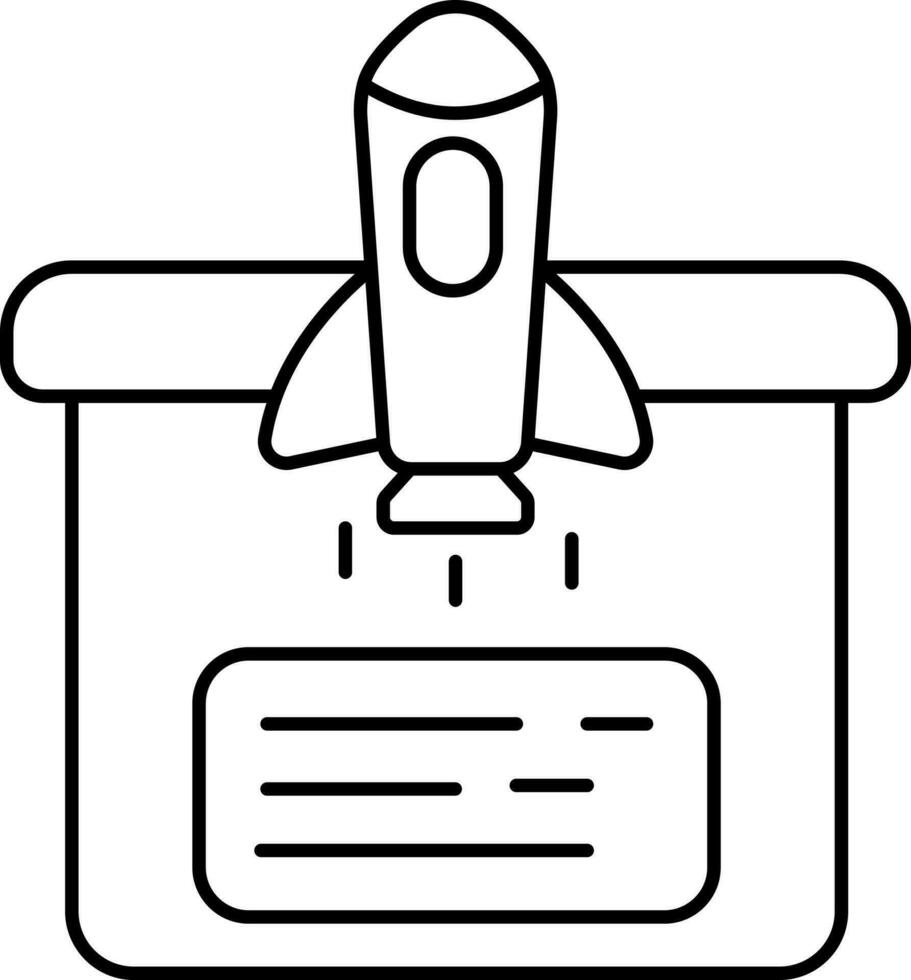 Courier Box With Airplane For Fast Delivery Thin Line Icon. vector