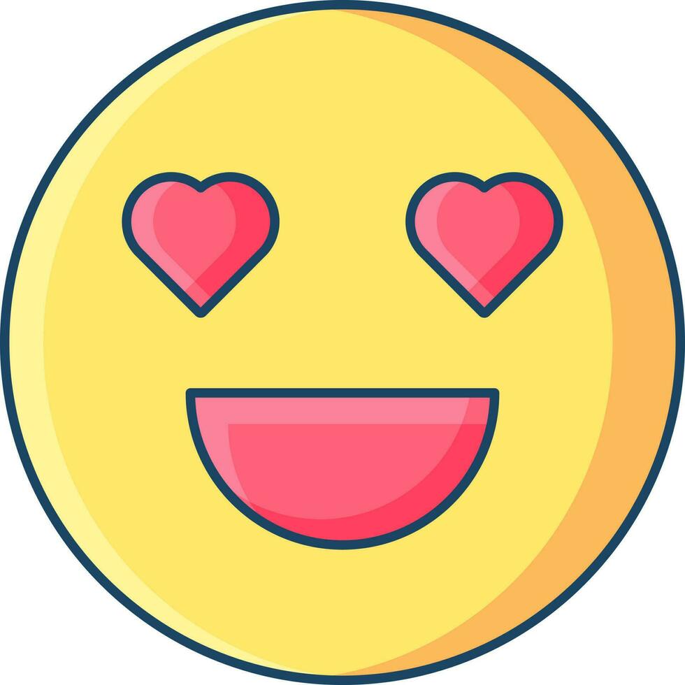 Isolated Emoji Face Heart Icon in Pink and Yellow Color. vector