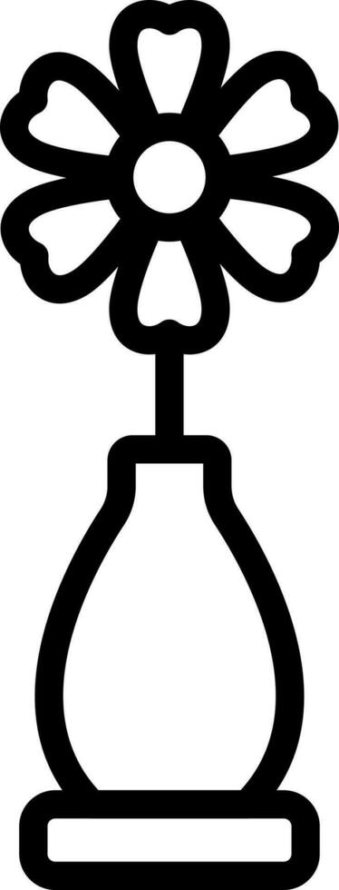Isolated Flower Pot Icon in Black Color Outline. vector
