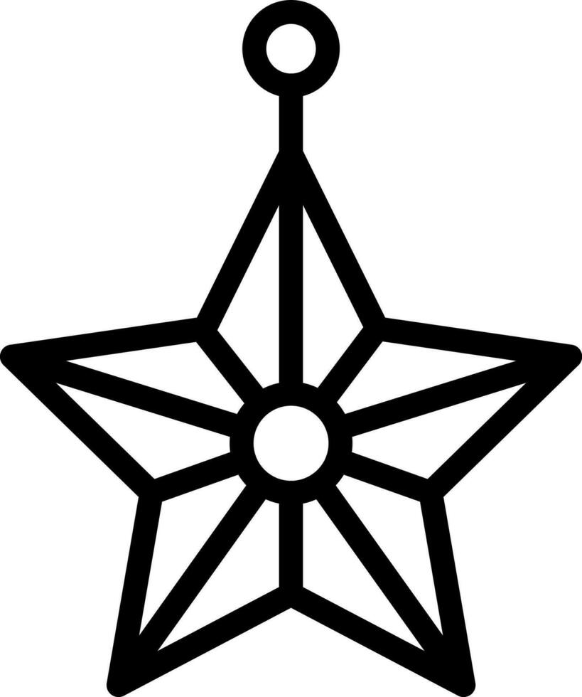 Lineal Hanging Star Icon in Line Art. vector