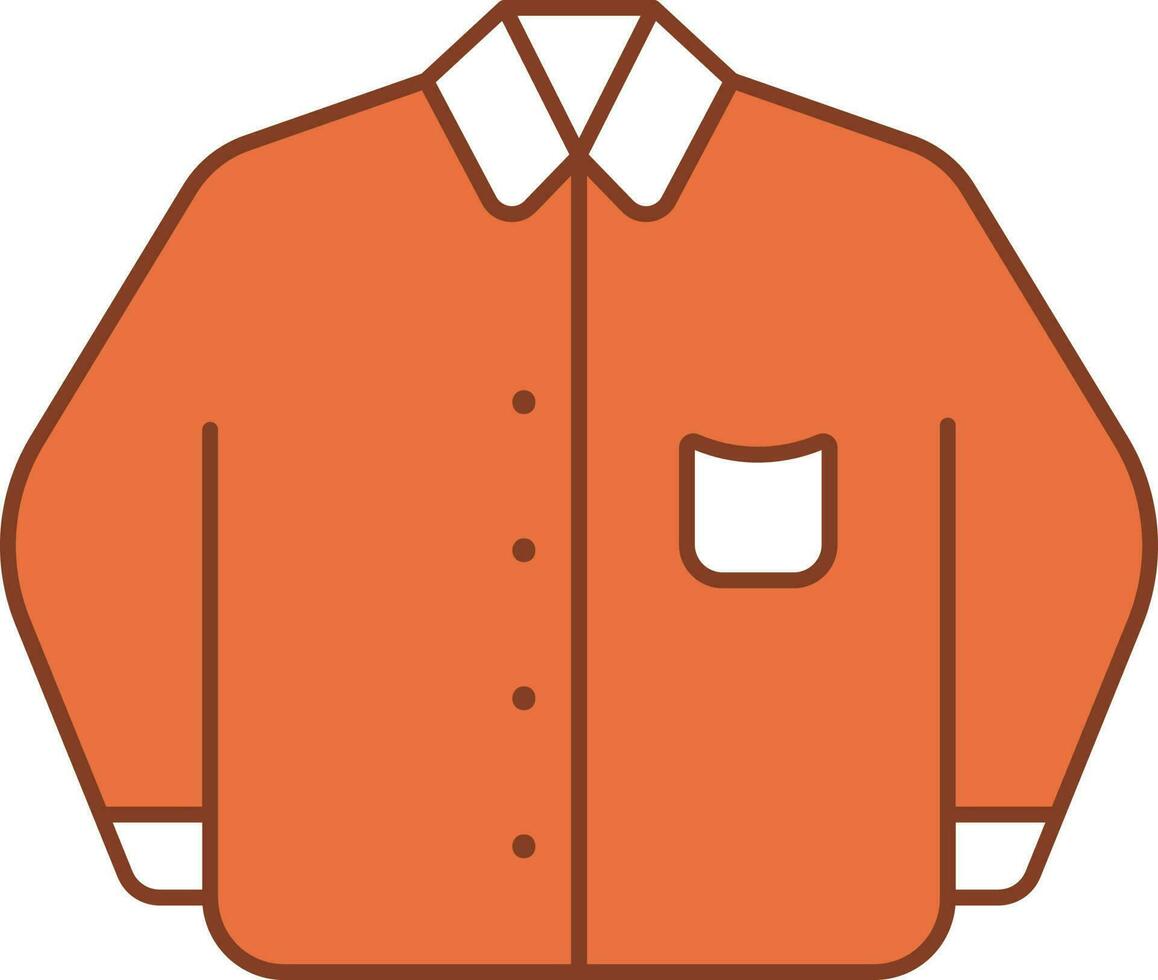 Long Sleeve Shirt Icon In Orange And White Color. vector
