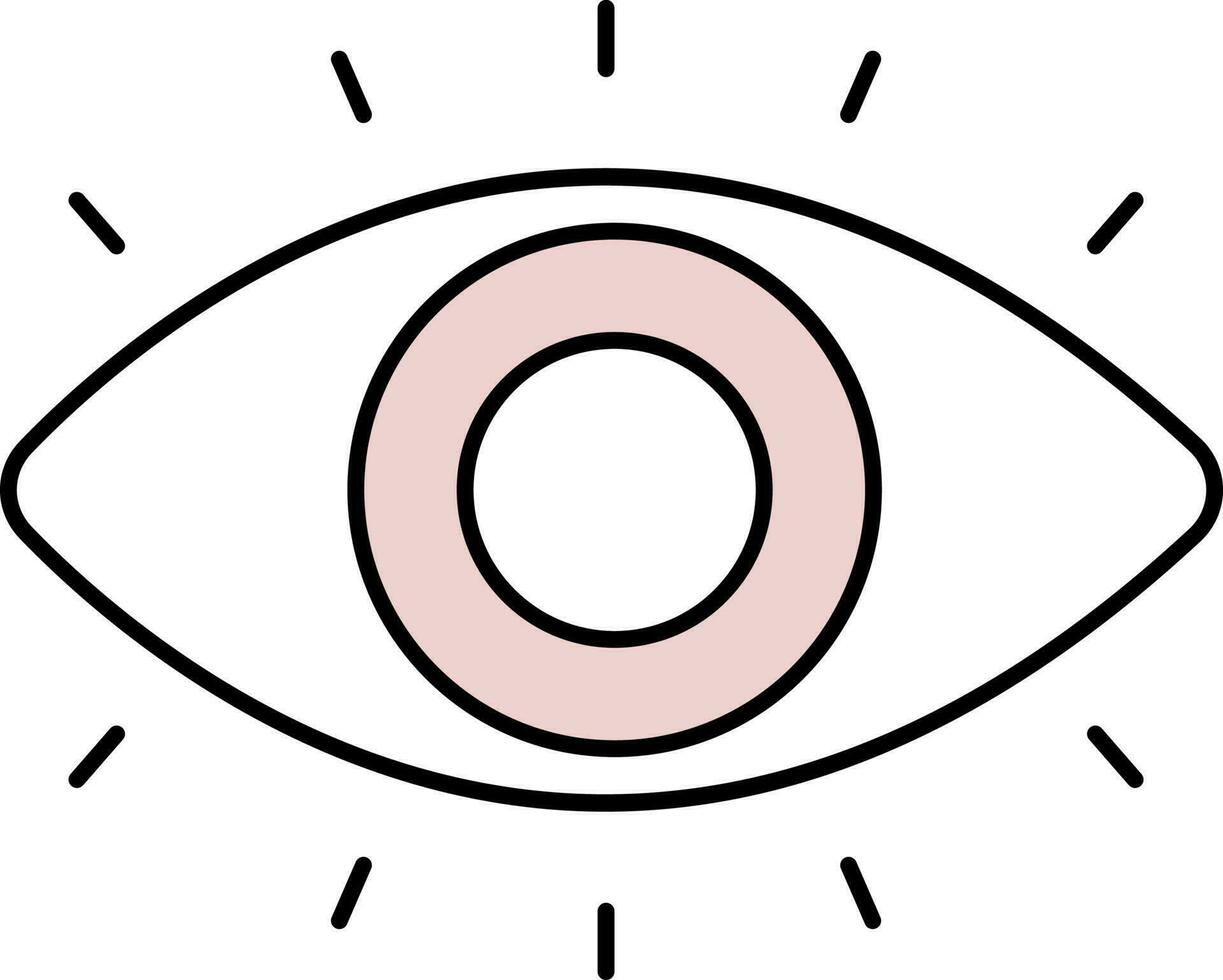 ilustración de ojo icono o símbolo en rosado y blanco color. vector