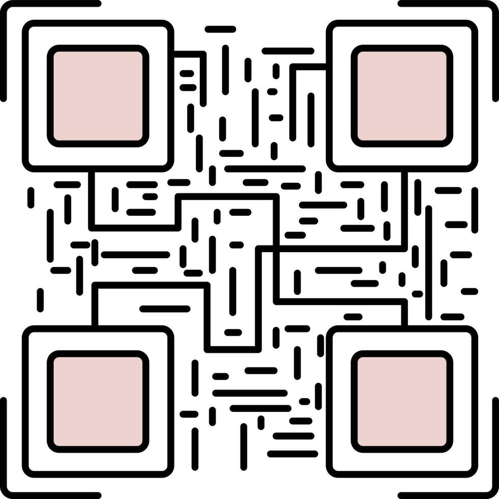 Isolated QR Code Icon In Pink And White Color. vector