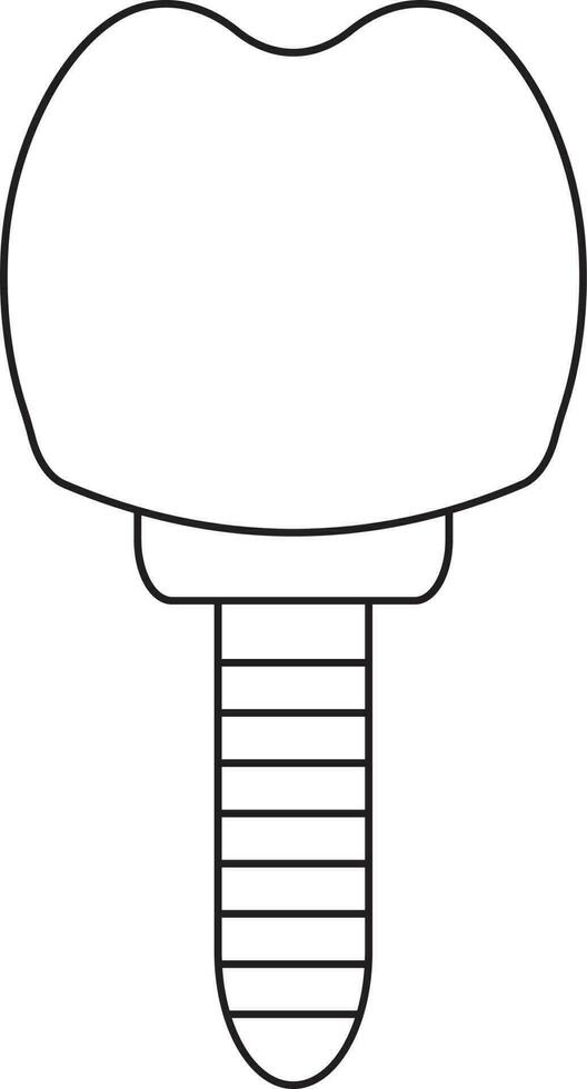 Dental Implant Icon In Thin Line Art. vector