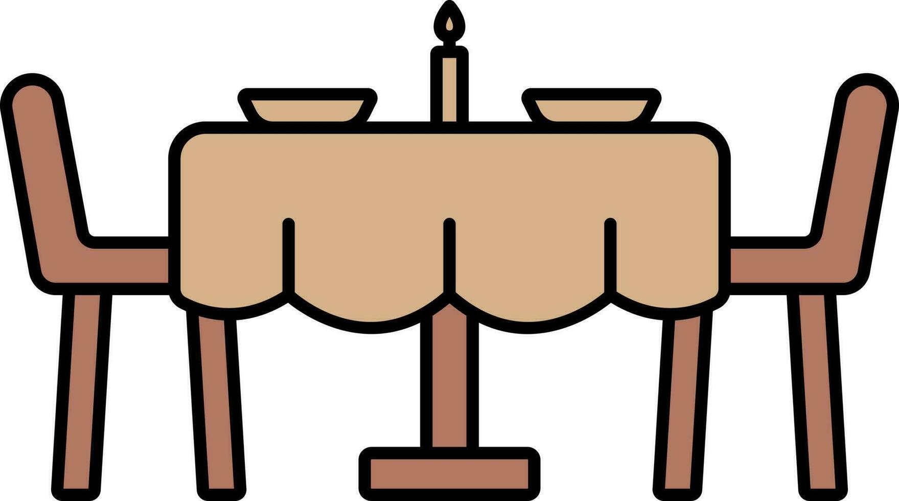 Dinner Table Icon In Brown Color. vector