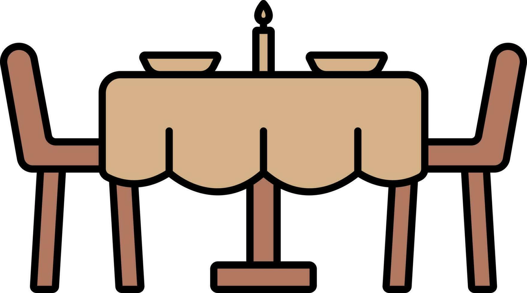 Dinner Table Icon In Brown Color. vector