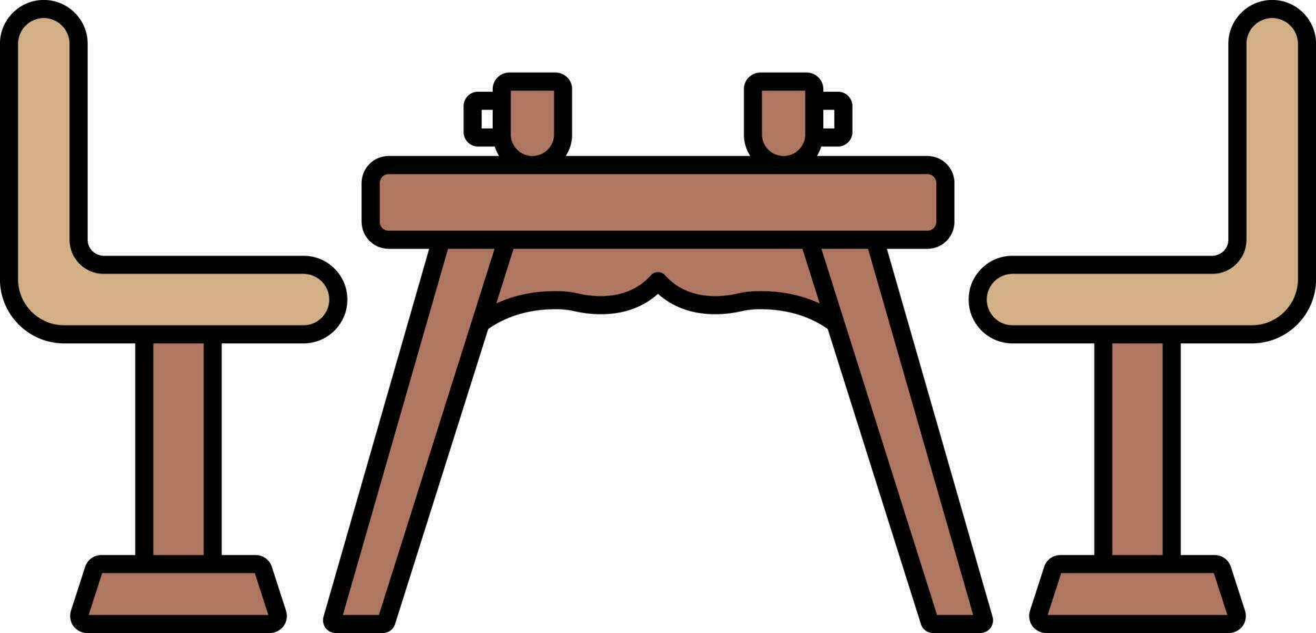 Dinner Table Icon In Brown Color. vector