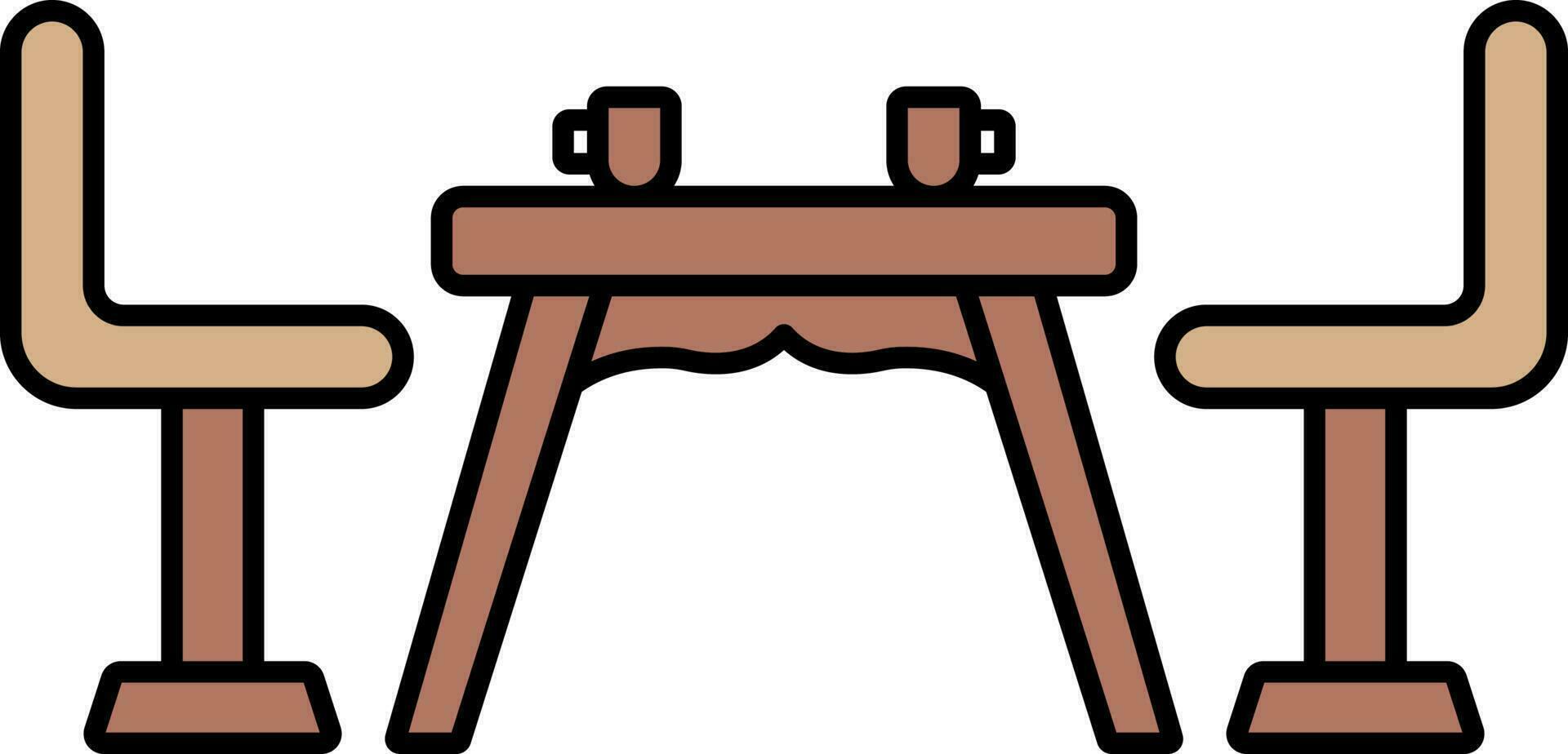 Dinner Table Icon In Brown Color. vector