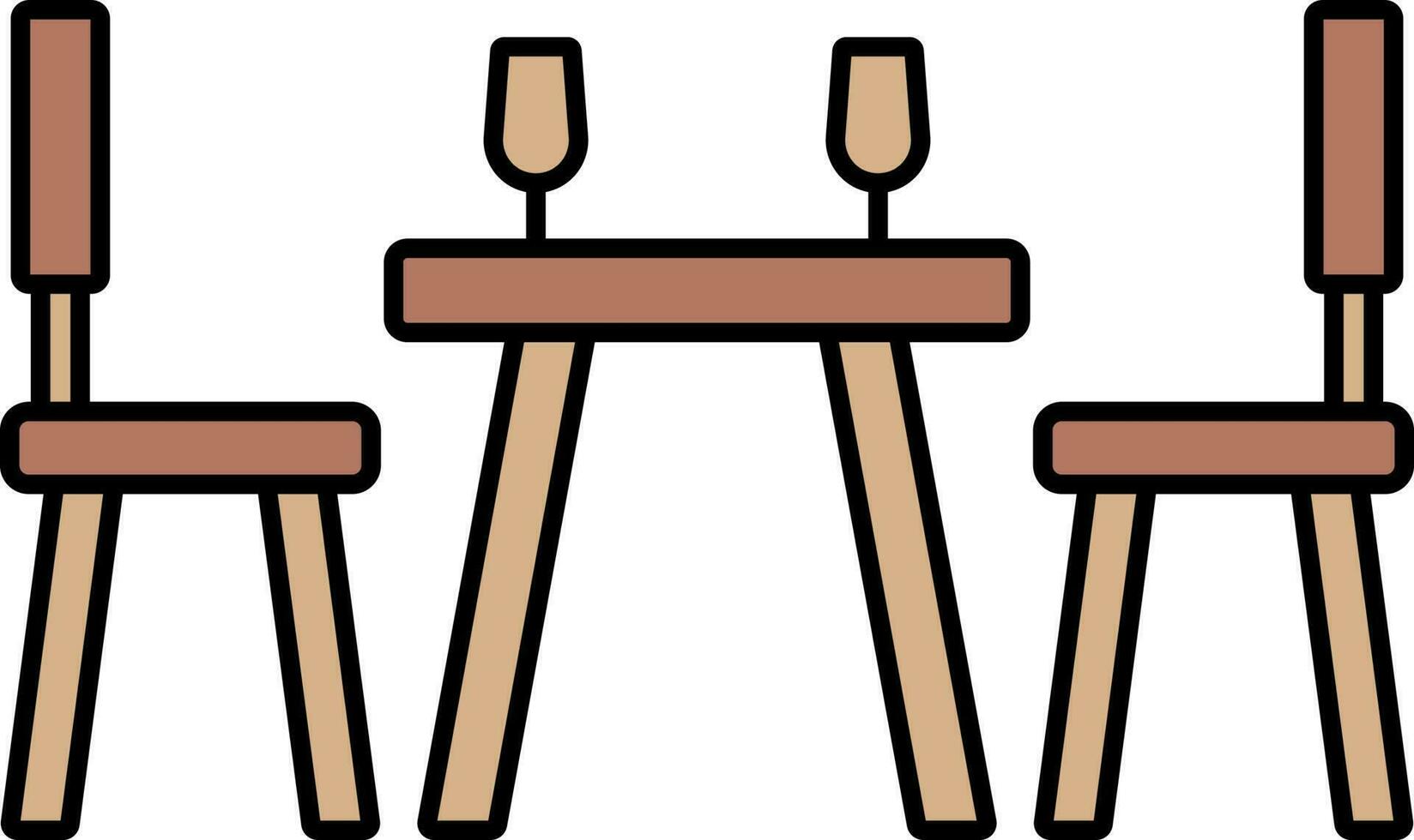 Dinner Table Icon In Brown Color. vector
