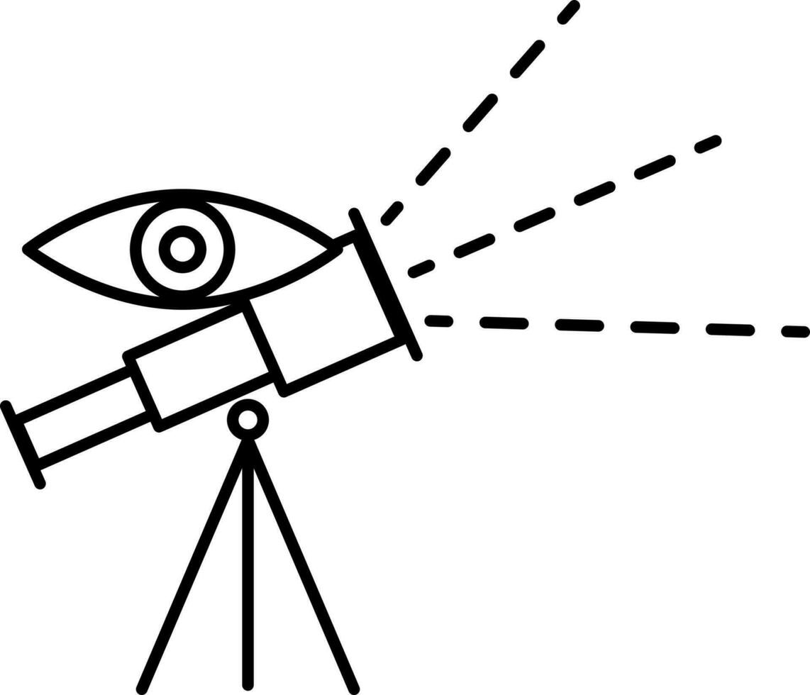 Telescope Icon In Black Line Art. vector