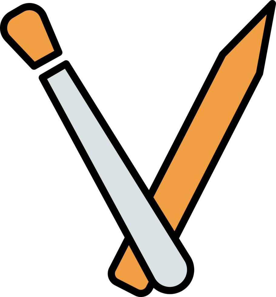 Brush And Pencil Icon In Gray And Orange Color. vector