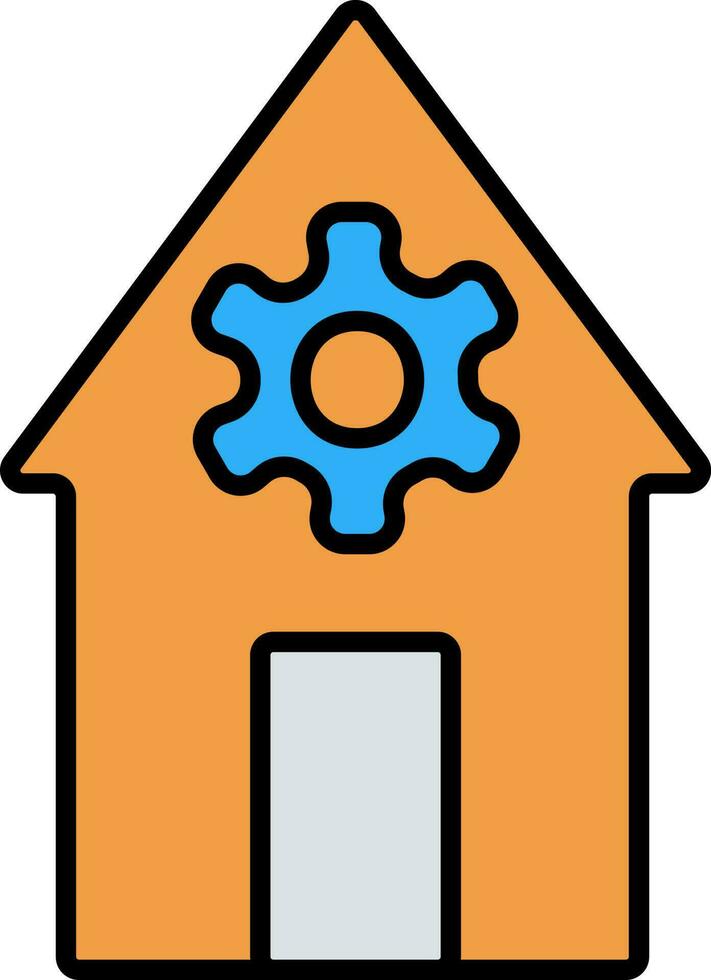 Home Setting Icon In Orange And Blue Color. vector