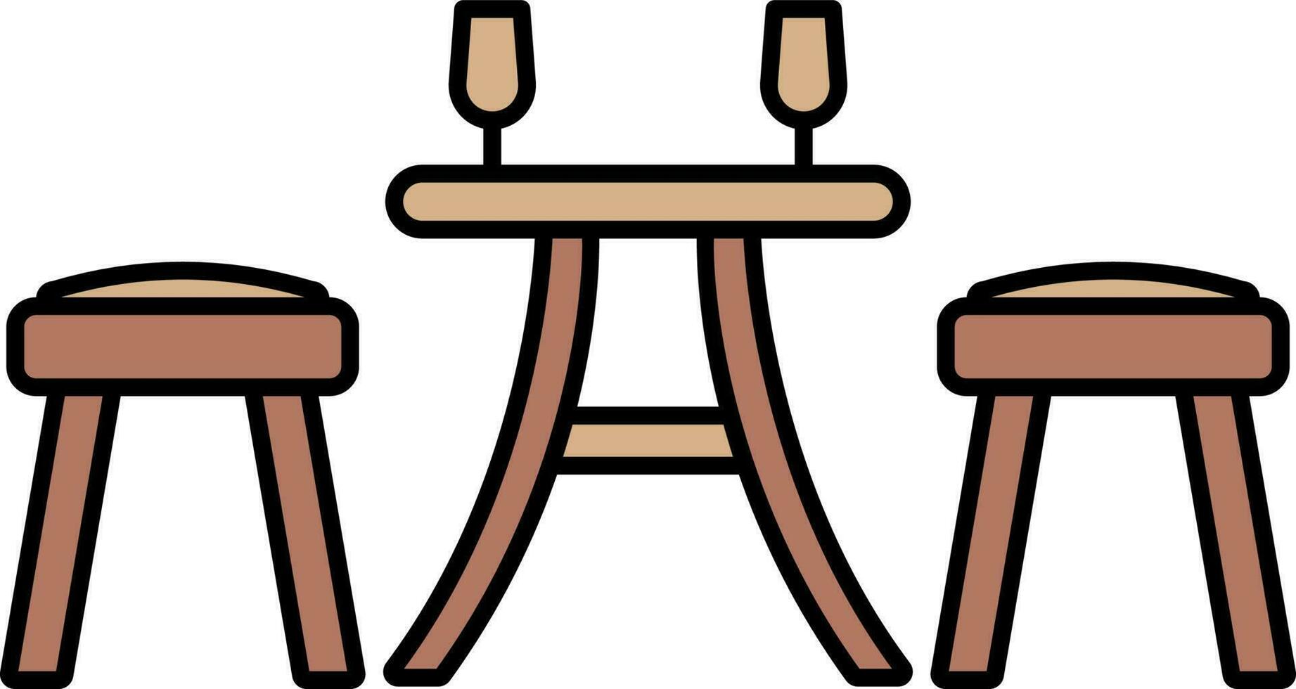 Dinner Table Icon In Brown Color. vector
