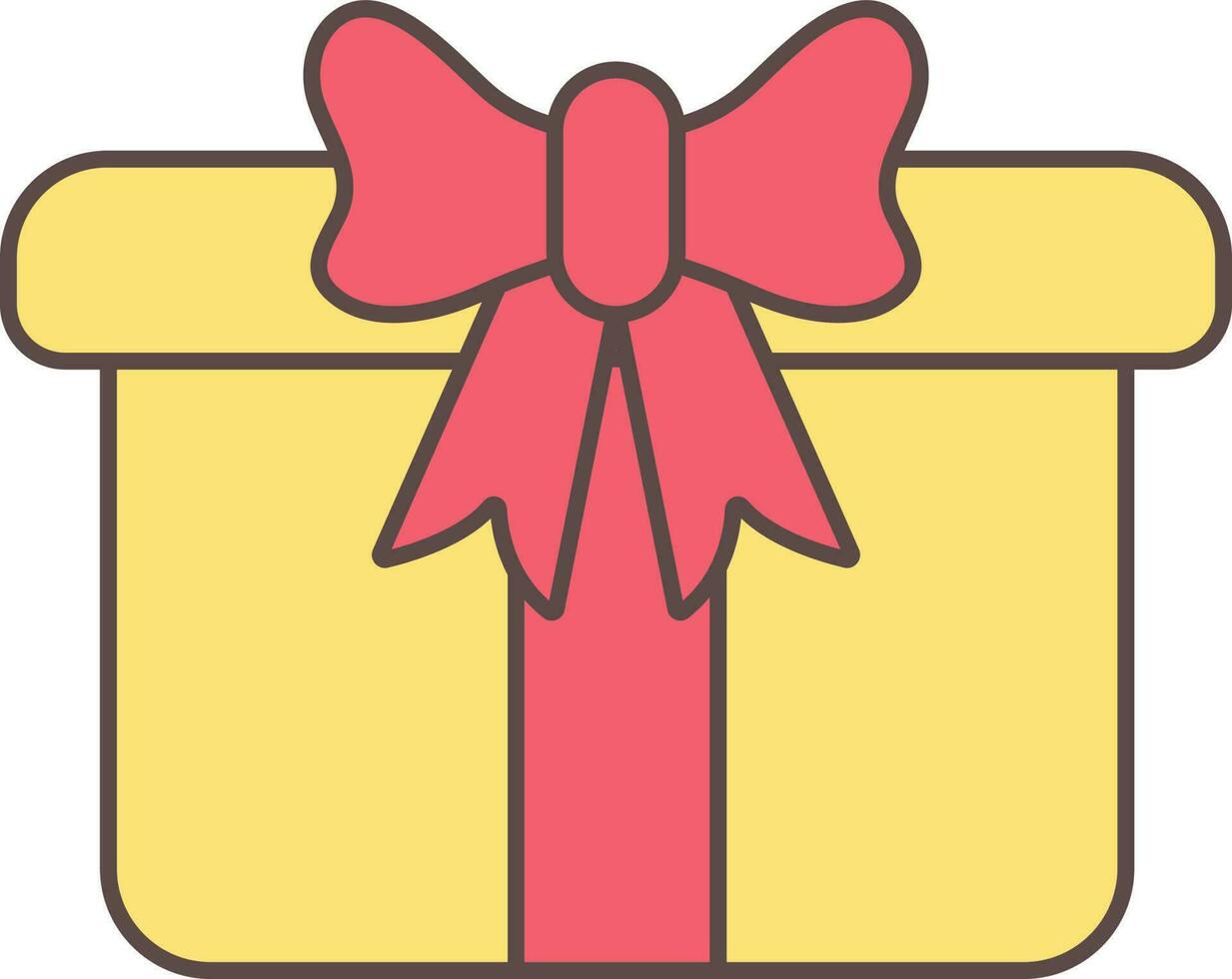 Red And Yellow Gift Box Icon In Flat Style. vector